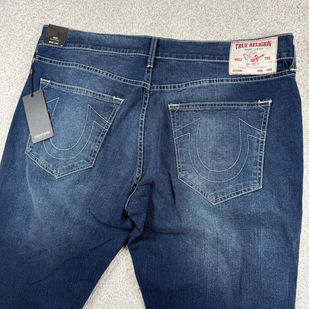 NEW True Religion Ricky SN Straight Jeans Mens 40 Dark Hibernation Wash